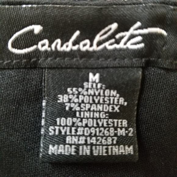 Candalite Women's Formal Black & Gray Lace Knee Length Round Neck Lined Size M - Picture 8 of 10